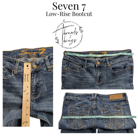 Seven 7 Jeans Womens 10 Medium Wash Denim Bootcut Low-rise Stud Pocket Y2k Rodeo - Picture 8 of 11